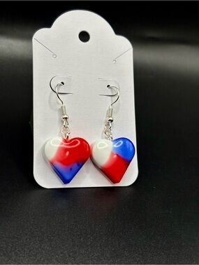 Patriotic Heart Drop Earrings
